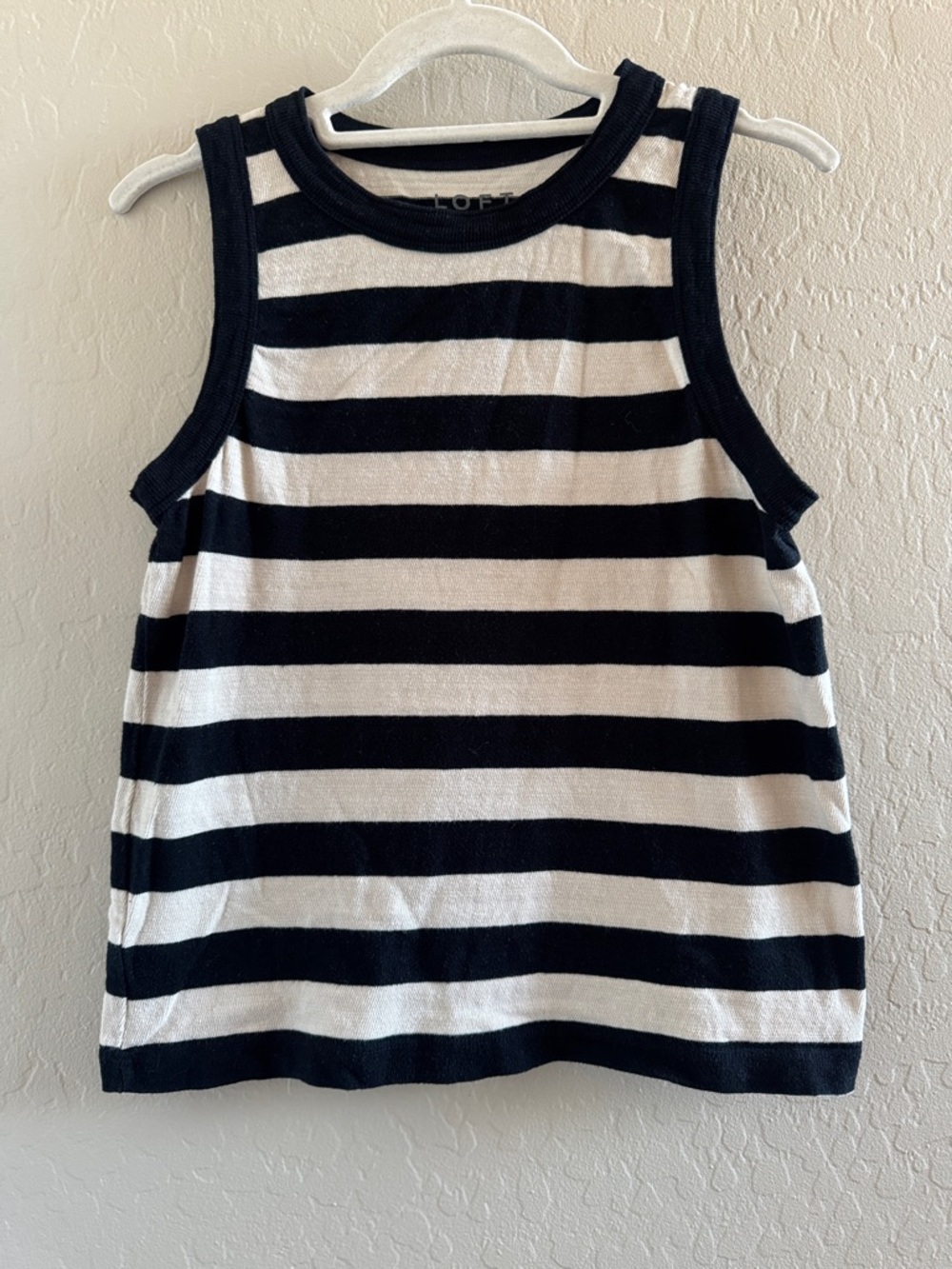 LOFT Cream and Black Striped Tank